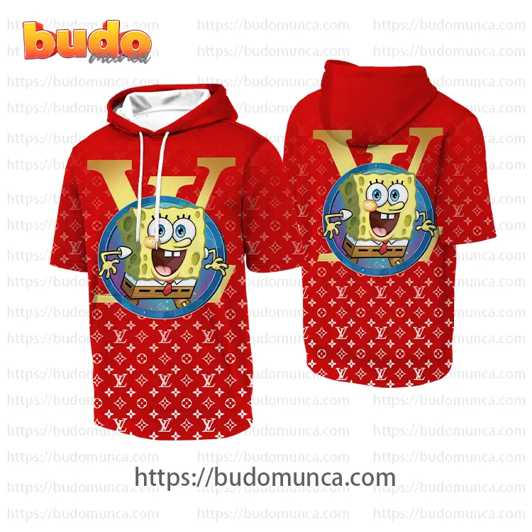 Louis vuitton and spongebob squarepants v1 hooded short sleeve t-shirt gift uninque for kid man women
